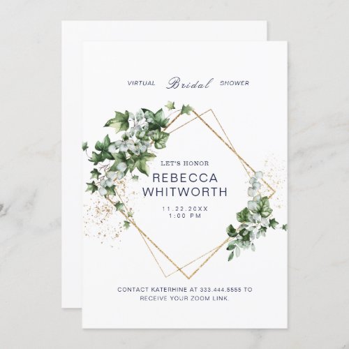 Virtual Zoom Bridal Shower Watercolor Foliage Invitation
