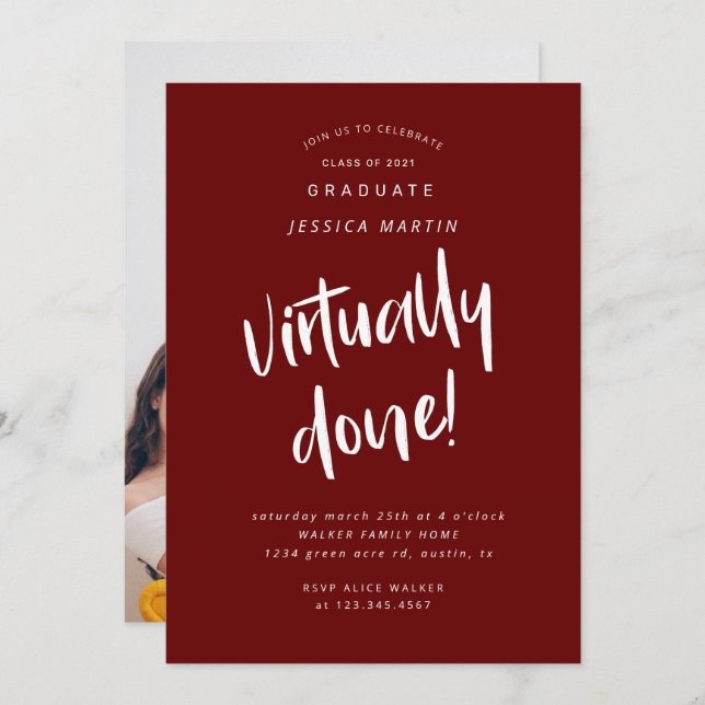 virtually done graduation photo party invitation (Front/Back)