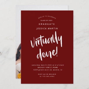 virtually done graduation photo party invitation