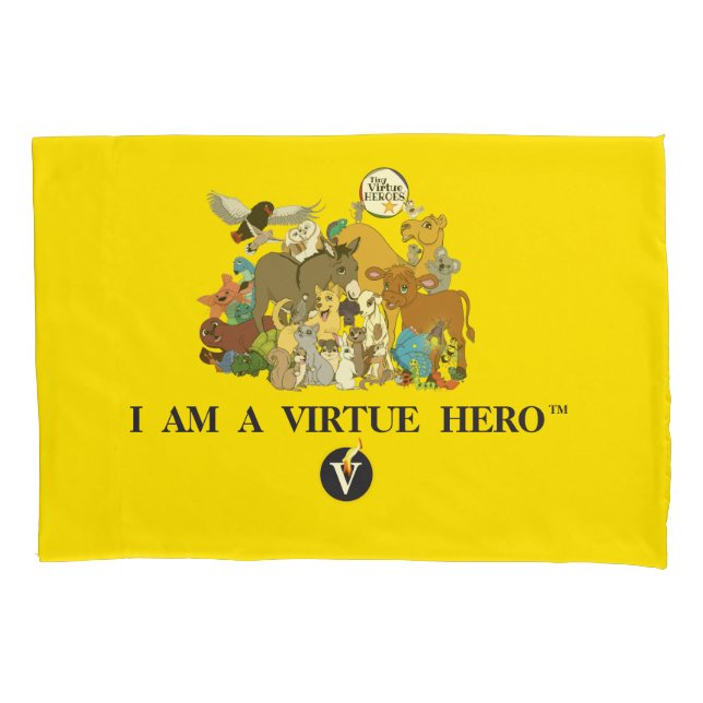 VIRTUE HEROES Characters Pillow Case - Yellow (Front)