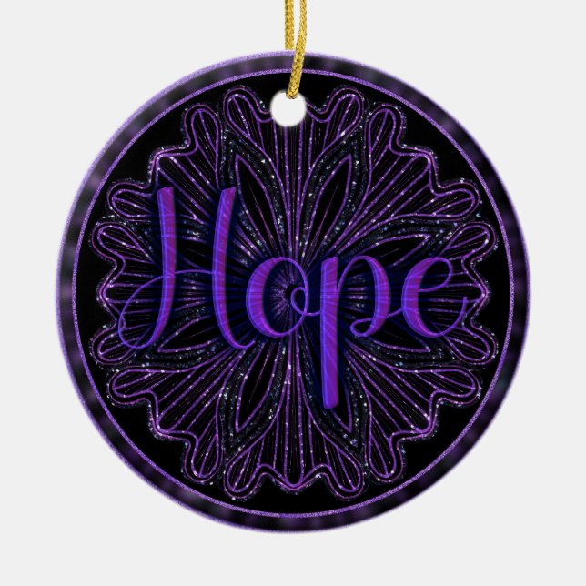 Virtue Hope Mandala Ceramic Ornament (Front)