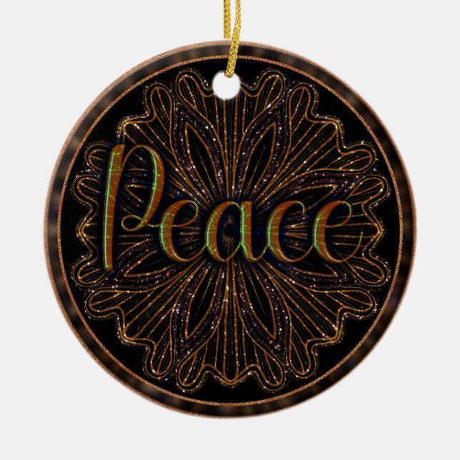 Virtue Peace Mandala Ceramic Ornament (Front)