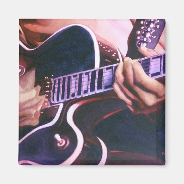 "Virtuoso" Guitar Player Watercolor Magnet (Front)