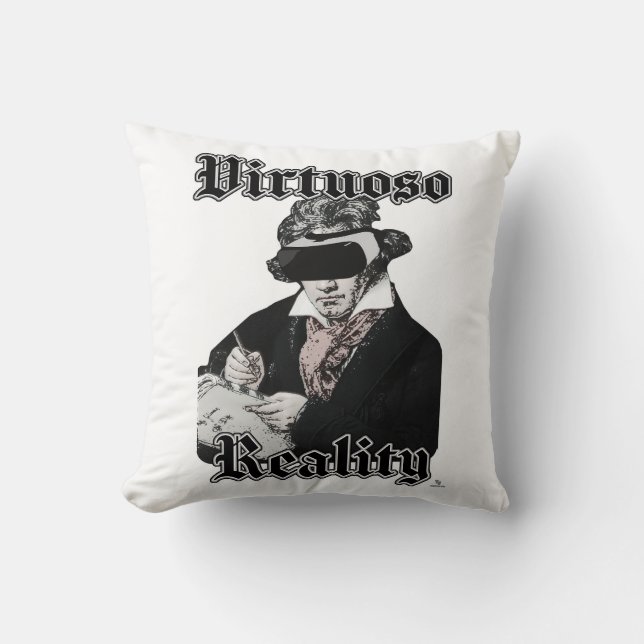 Virtuoso Reality Funny High Tech Classical Throw Pillow (Front)