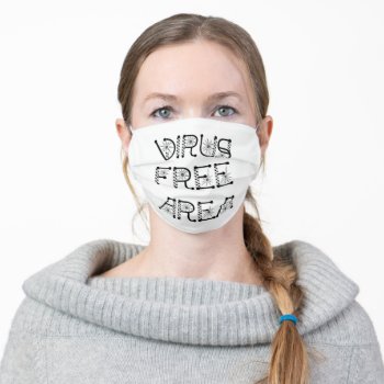 Virus Free Area On White Adult Cloth Face Mask by DigitalSolutions2u at Zazzle