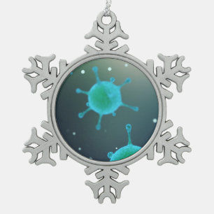 Virus Magnified Snowflake Pewter Christmas Ornament
