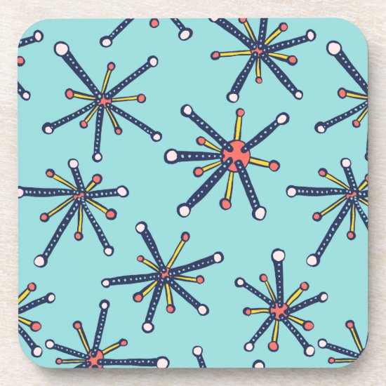 Virus Molecule Pattern - Retro Modern Microbiology Beverage Coaster
