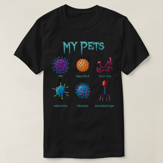 Viruses Ebola hepatitis adenoviruses influenza pha T-Shirt (Design Front)