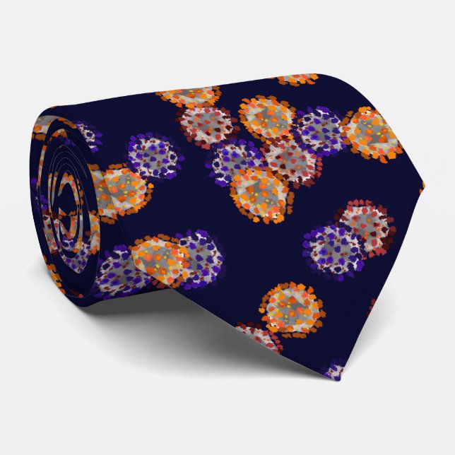 Viruses in Purple, Red, and Orange Neck Tie (Rolled)