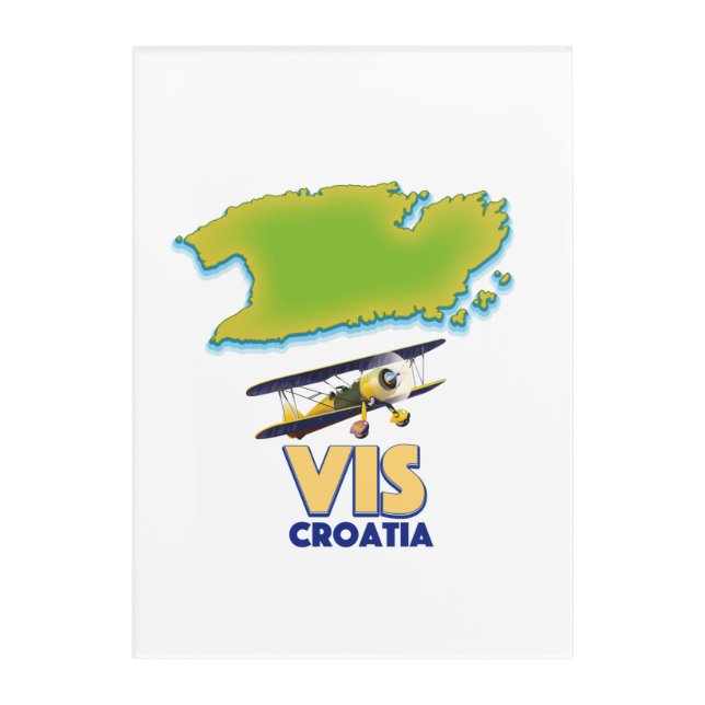Vis Croatia map Acrylic Print (Front)