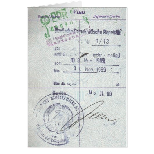 Visa & Entry Stamps from Communist East Germany Cards (Front)