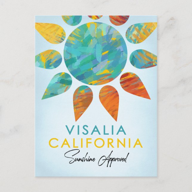 Visalia California Sunshine Travel Postcard (Front)