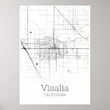 Visalia Map - California - City Map Poster