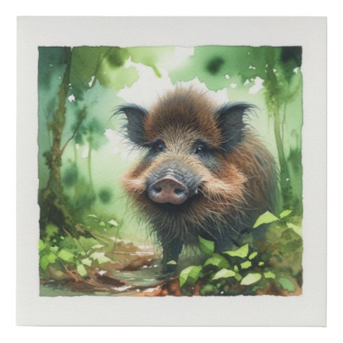 Visayan Warty Pig in Watercolors REF35 _ Watercolo Faux Canvas Print
