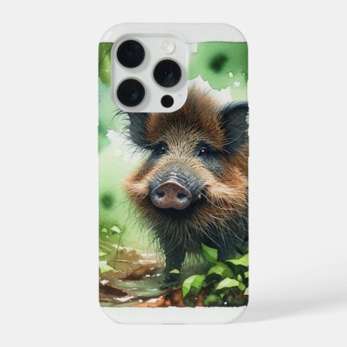 Visayan Warty Pig in Watercolors REF35 _ Watercolo iPhone 15 Pro Case