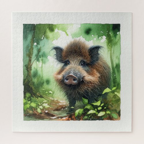 Visayan Warty Pig in Watercolors REF35 _ Watercolo Jigsaw Puzzle