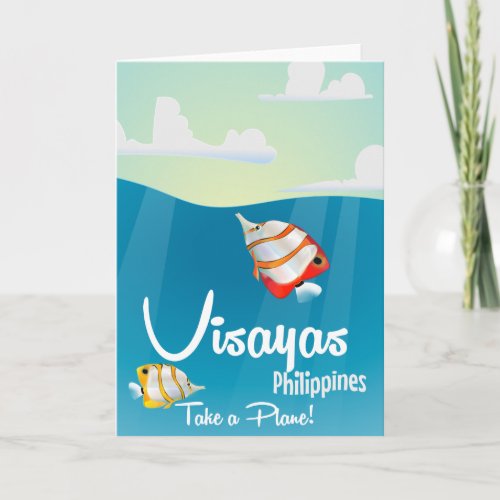 Visayas philippines cartoon travel poster holiday card
