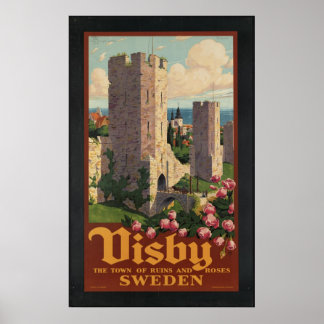 Visby Sweden Vintage Travel Poster Ad Retro Prints