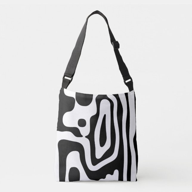 Vise Grip: Abstract Black & White Crossbody Bag (Front)