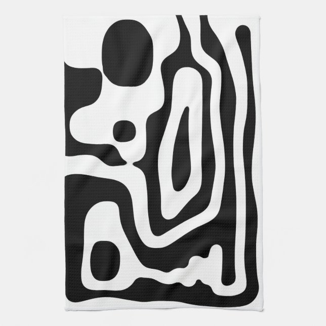 Vise Grip: Abstract Black & White Kitchen Towel (Vertical)