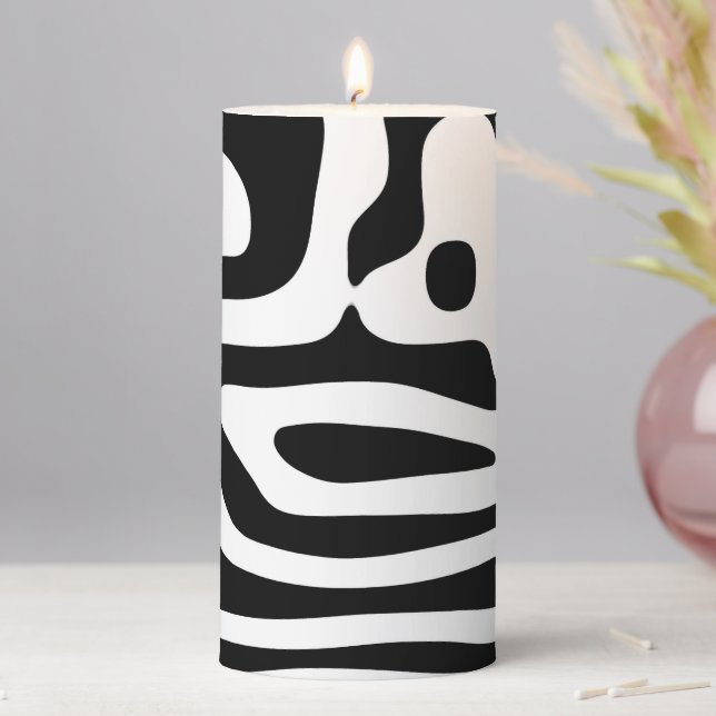 Vise Grip: Abstract Black & White Pillar Candle (In Situ)