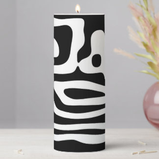 Vise Grip: Abstract Black & White Pillar Candle