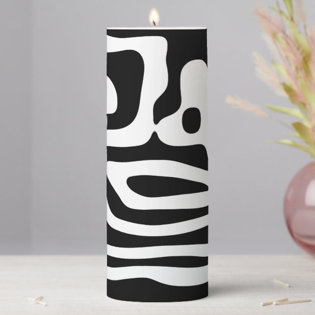 Vise Grip: Abstract Black & White Pillar Candle (In Situ)