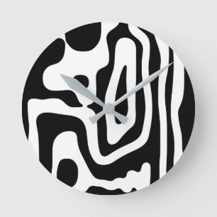 Vise Grip: Abstract Black & White Round Clock
