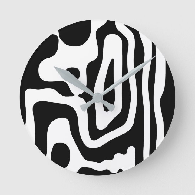 Vise Grip: Abstract Black & White Round Clock (Front)