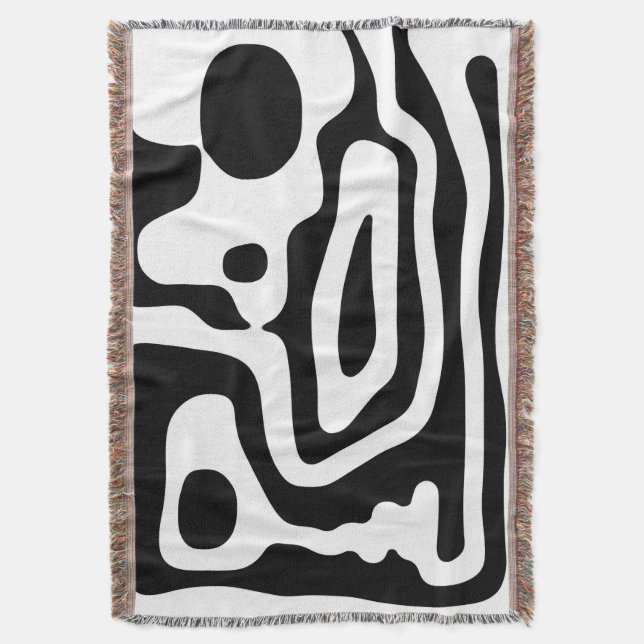Vise Grip: Abstract Black & White Throw Blanket (Front Vertical)
