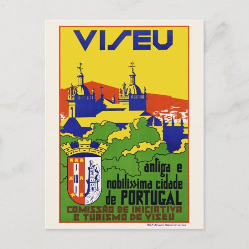 Viseu Portugal Vintage Poster 1934 Postcard