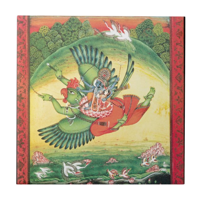Vishnu and Lakshmi riding Garuda, the great Ceramic Tile (Front)