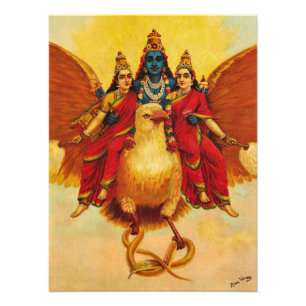 Vishnu, Garuda, Vahana by Raja Ravi Varma Photo Print