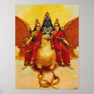 Vishnu, Garuda, Vahana by Raja Ravi Varma Poster
