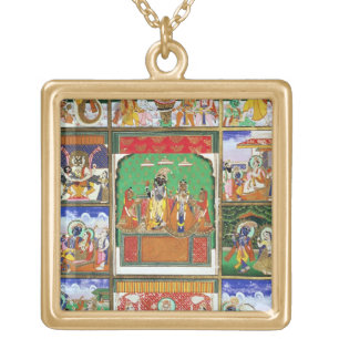 Vishnu in the centre of his ten avatars, Jaipur, R Gold Plated Necklace