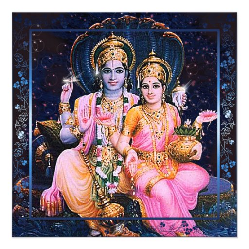 Vishnu & Lakshmi Card Invitation, Greeting 5.25