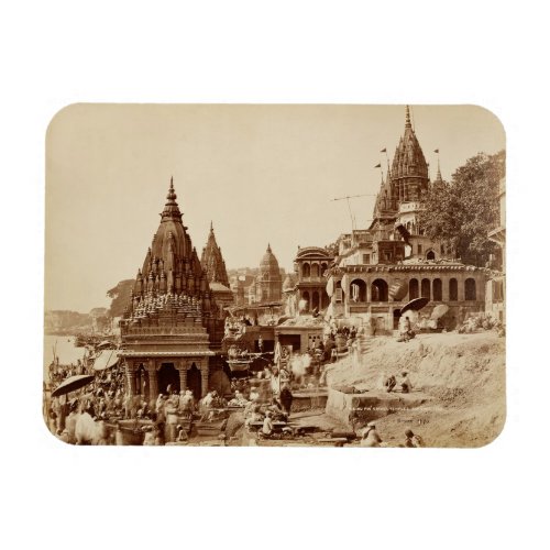 Vishnu Pud and Other Temples Benares sepia photo Magnet