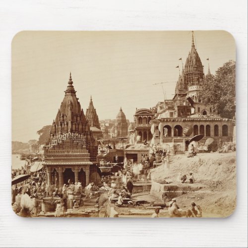 Vishnu Pud and Other Temples Benares sepia photo Mouse Pad