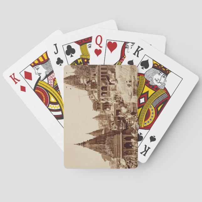 Vishnu Pud and Other Temples, Benares (sepia photo Poker Cards (Back)