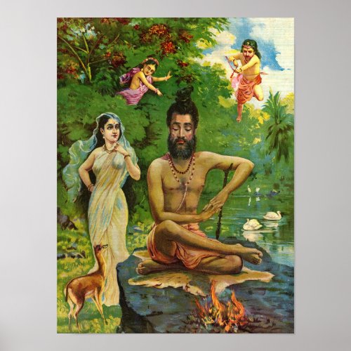 Vishwamitra Tapobangh by Raja Ravi Varma Poster