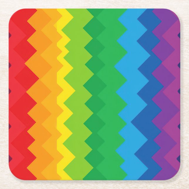 “Visibility” – An Abstract Pride Pattern #1 Square Paper Coaster (Front)