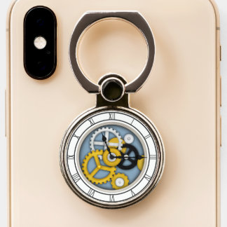 Visible Clockwork 3-D Visual Illusion Clock Blue Phone Ring Stand
