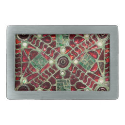 VISIGOTHIC  BRONZE,RED GREEN MOTHER OF PEARLS  BELT BUCKLE