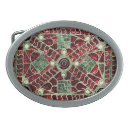 VISIGOTHIC  BRONZE,RED GREEN MOTHER OF PEARLS  BELT BUCKLE