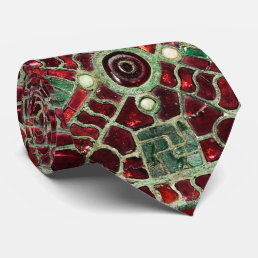 VISIGOTHIC BRONZE,RED GREEN MOTHER OF PEARLS NECK TIE