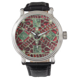 VISIGOTHIC BRONZE,RED GREEN MOTHER OF PEARLS WATCH