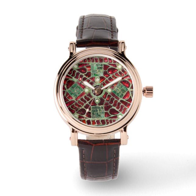 VISIGOTHIC BRONZE,RED GREEN MOTHER OF PEARLS WATCH (Front)