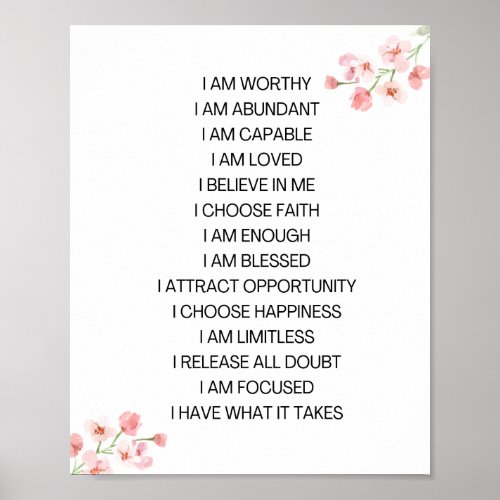 Vision board positive affirmation poster