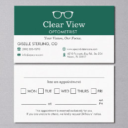 Vision Care Appointment Reminder Optometrist Card
