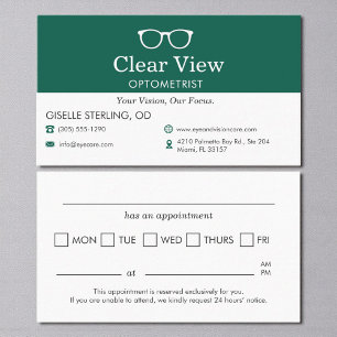 Vision Care Appointment Reminder Optometrist Card